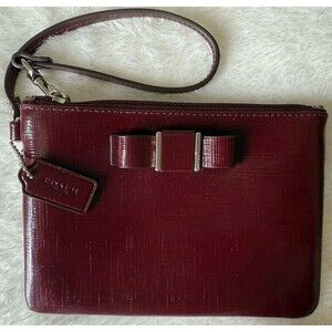 New Coach Maroon Wristlet With Bow